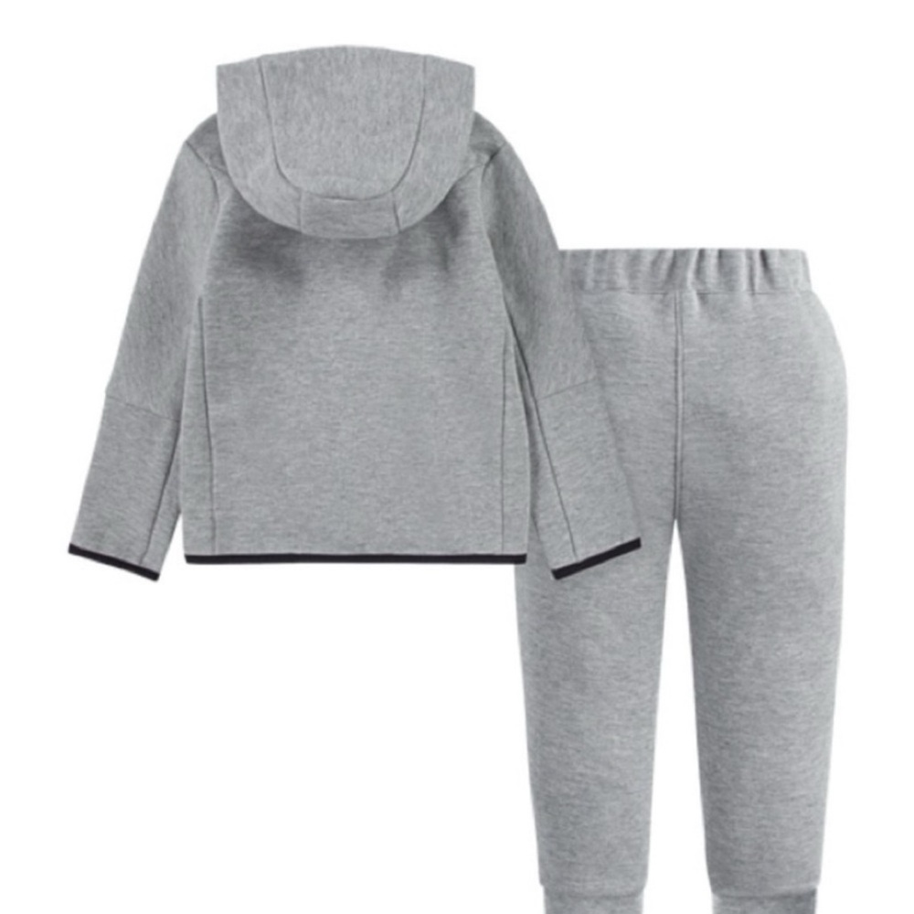 Nike Tech Fleece Kids Tracksuit Grey Heather Full Zip Hoodie Joggers Set 6 - Picture 2 of 3